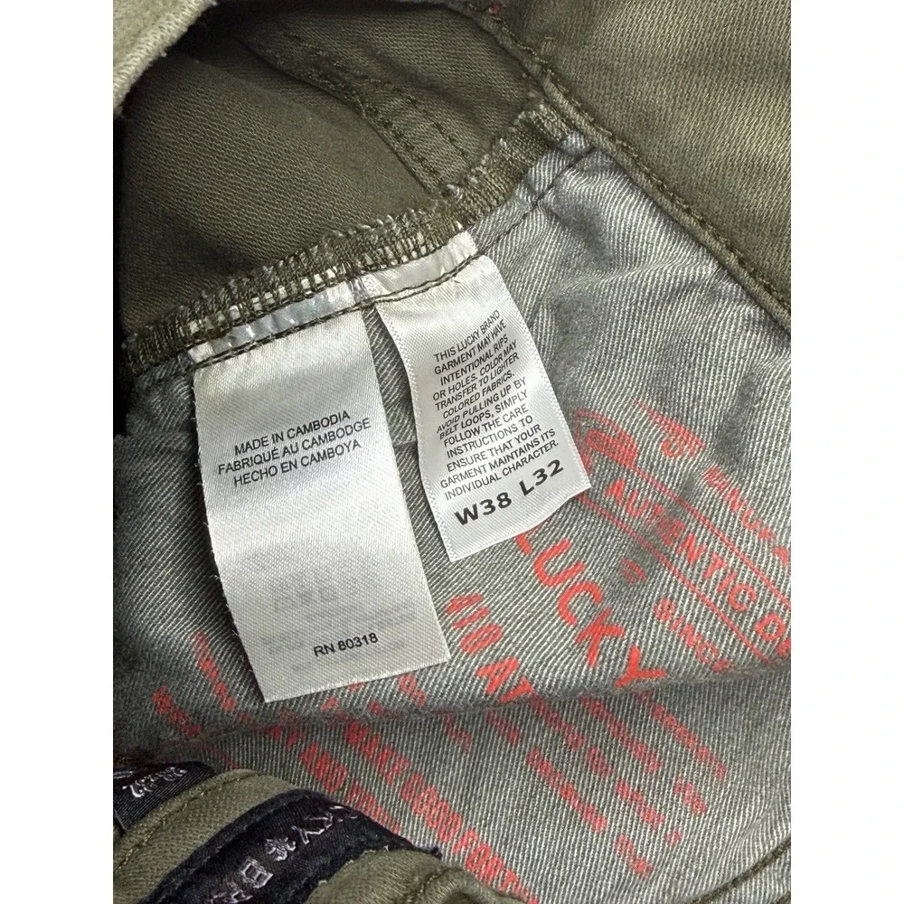 New Lucky Brand Straight Jeans Mens 38x32 Green Spring Olive Denim